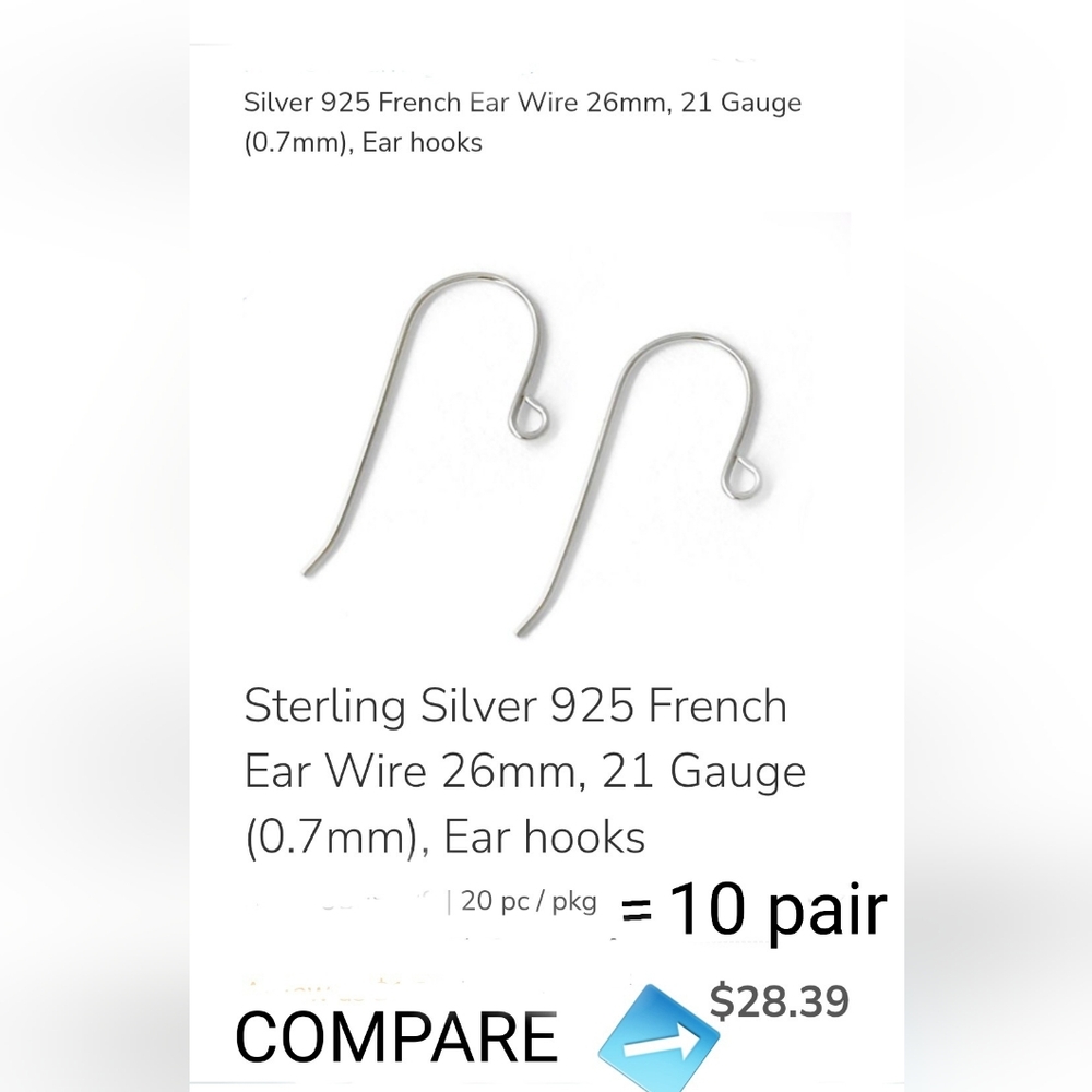 6 PAIR Solid Sterling Silver Ear Wires - Picture 8 of 8